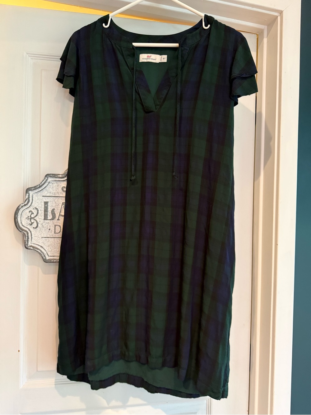Vineyard Vines Plaid Shift Dress in Dark Green & Navy